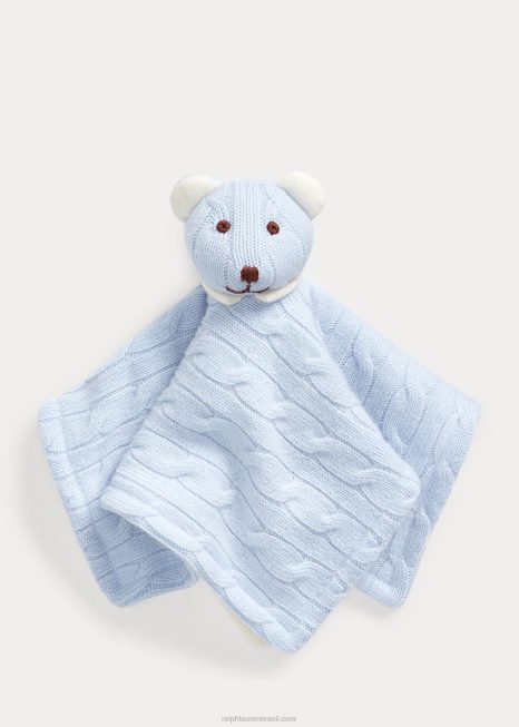cobertor adorável de ursinho de caxemira BD6J8094 bebê Ralph Lauren azul pérola