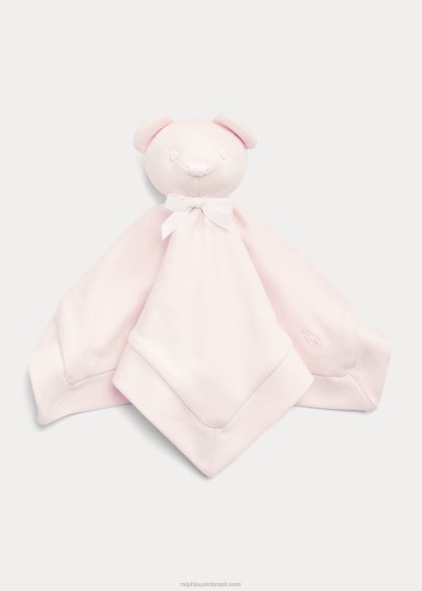 cobertor amoroso de urso orgânico interlock BD6J8092 bebê Ralph Lauren rosa delicado