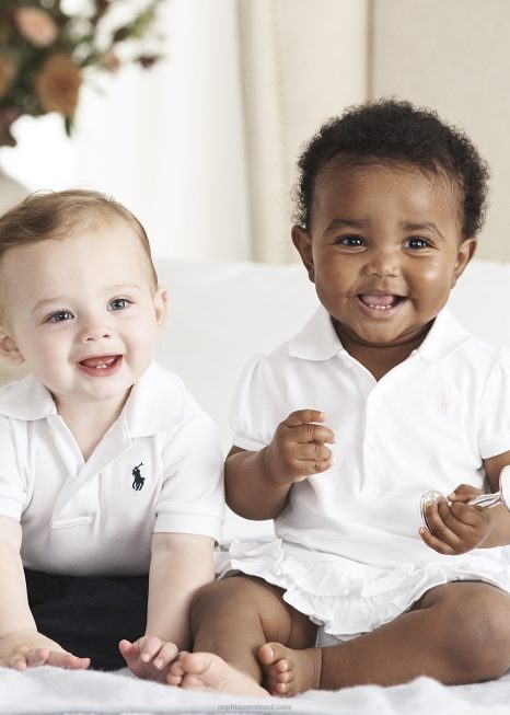 camisa pólo de algodão macio BD6J7890 bebê Ralph Lauren branco