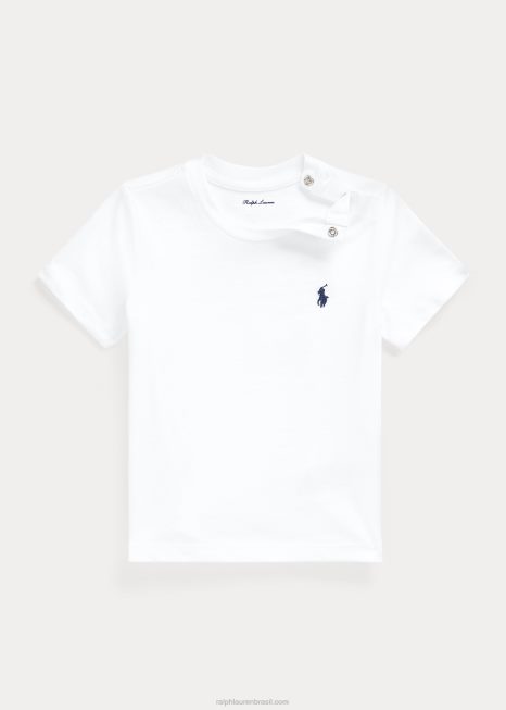 camiseta de gola redonda em jérsei de algodão BD6J7884 bebê Ralph Lauren branco