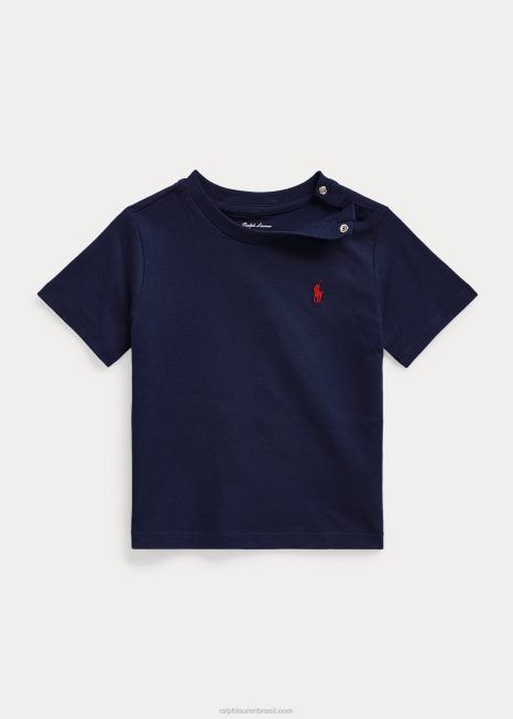 camiseta de gola redonda em jérsei de algodão BD6J7885 bebê Ralph Lauren marinha de cruzeiro