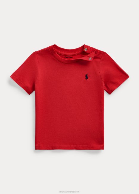 camiseta de gola redonda em jérsei de algodão BD6J7886 bebê Ralph Lauren rl 2000 vermelho