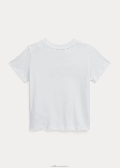 camiseta de jérsei de algodão com logotipo BD6J7881 bebê Ralph Lauren branco