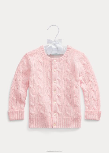 cardigã de cashmere tricotado BD6J8004 bebê Ralph Lauren manhã rosa