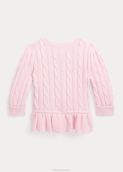 cardigã peplum de algodão cabo BD6J7992 bebê Ralph Lauren toque de rosa