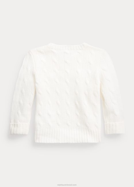 o icônico suéter de cashmere tricotado BD6J7996 bebê Ralph Lauren branco quente