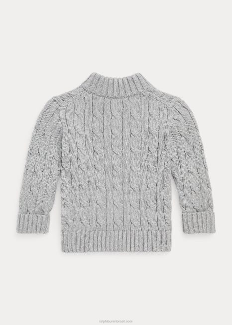 suéter de algodão tricotado com zíper BD6J8322 bebê Ralph Lauren e sobre urze
