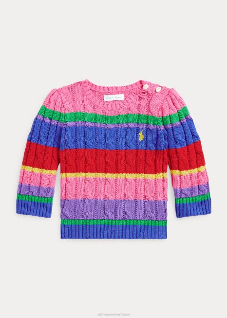 suéter listrado de algodão tricotado BD6J7989 bebê Ralph Lauren novo multi irlandes