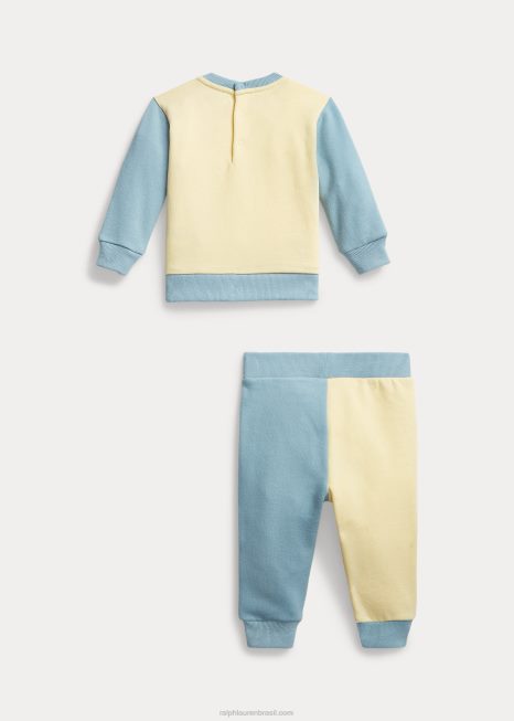 Conjunto de moletom e calça de lã BD6J7783 bebê Ralph Lauren t-bird amarelo multi