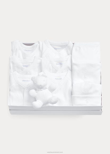 Conjunto de presente de algodão de 11 peças BD6J7813 bebê Ralph Lauren branco multi
