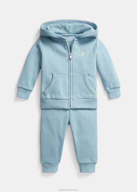 conjunto de moletom e calça com zíper completo BD6J7781 bebê Ralph Lauren nota azul
