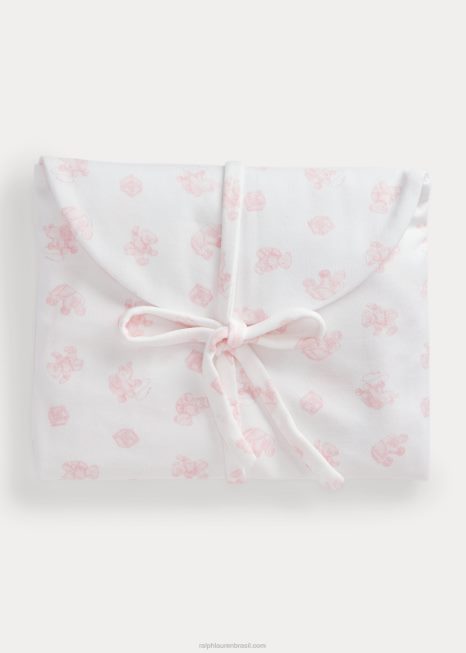 conjunto de presente de 5 peças de algodão orgânico BD6J8217 bebê Ralph Lauren rosa multi