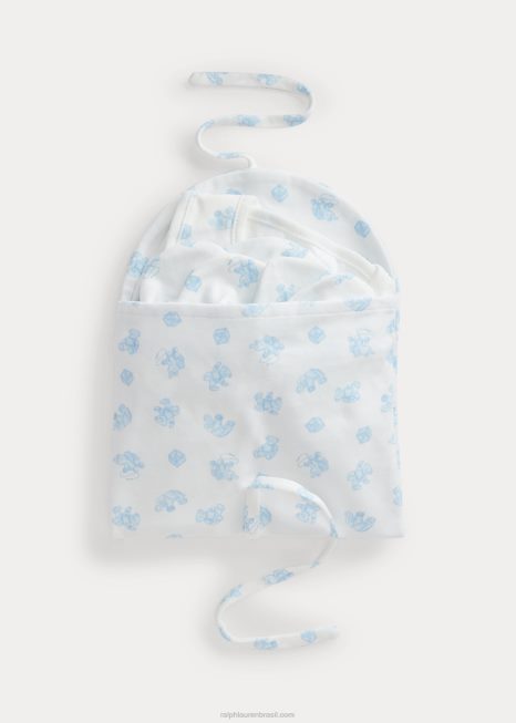 conjunto de presente de 5 peças de algodão orgânico BD6J8218 bebê Ralph Lauren multi azul