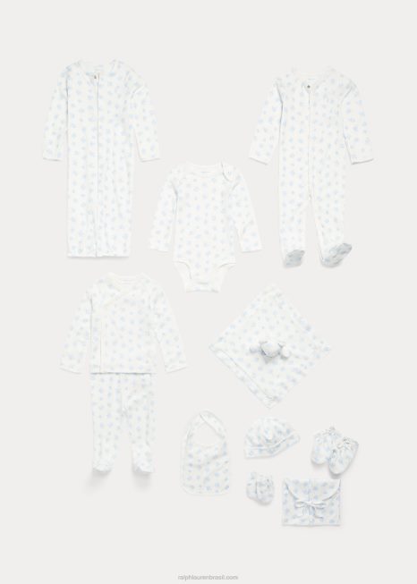 conjunto de presente de 5 peças de algodão orgânico BD6J8218 bebê Ralph Lauren multi azul