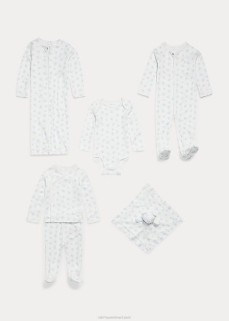 macacão conversível de algodão BD6J8179 bebê Ralph Lauren multi azul