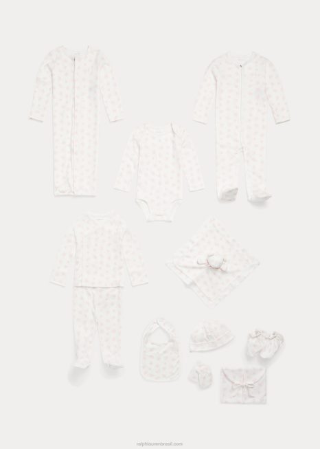 macacão conversível de algodão orgânico BD6J8176 bebê Ralph Lauren rosa multi
