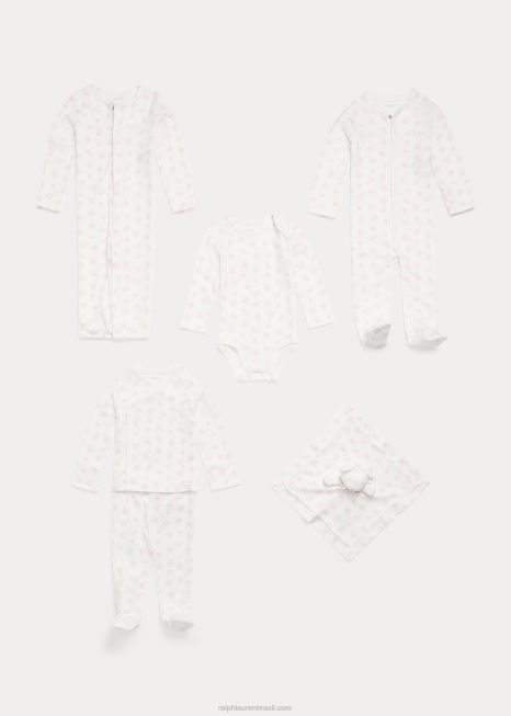 macacão conversível de algodão orgânico BD6J8176 bebê Ralph Lauren rosa multi