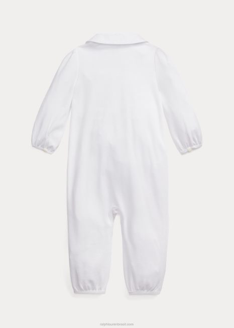 macacão de algodão com bordado de jardim BD6J7745 bebê Ralph Lauren branco