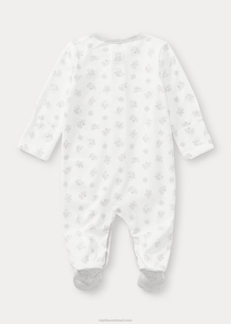 macacão de algodão com estampa playtime BD6J7732 bebê Ralph Lauren papel branco multi