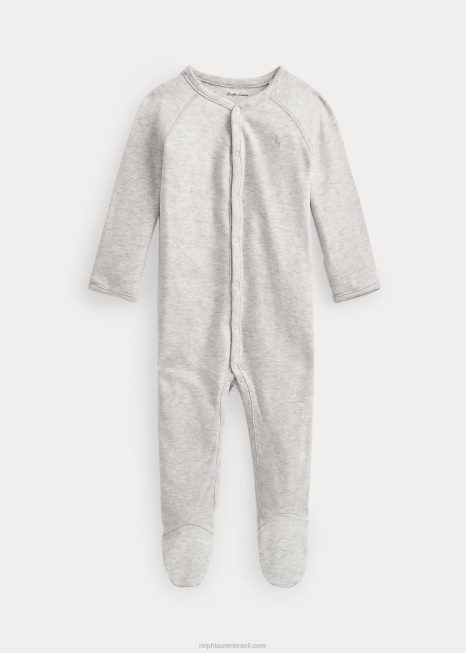 macacão de algodão com pés entrelaçados BD6J10013 bebê Ralph Lauren urze de quartzo