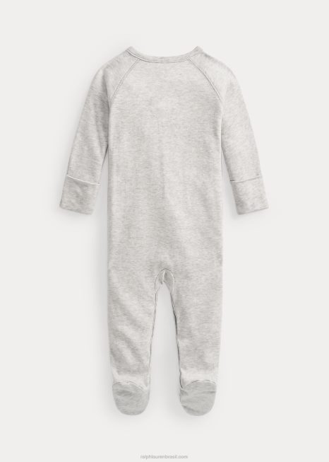 macacão de algodão com pés entrelaçados BD6J10013 bebê Ralph Lauren urze de quartzo