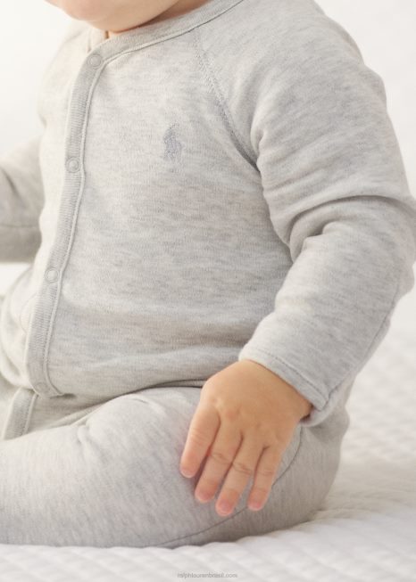 macacão de algodão com pés entrelaçados BD6J10013 bebê Ralph Lauren urze de quartzo