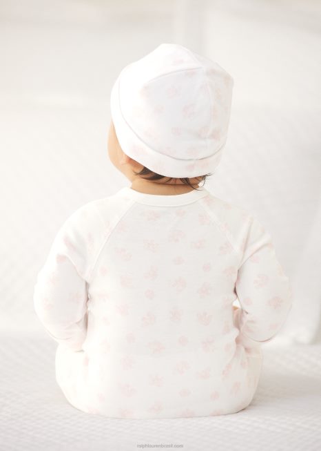 macacão de algodão orgânico BD6J7729 bebê Ralph Lauren rosa multi