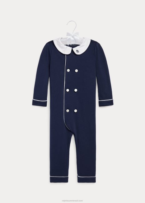 macacão de algodão trespassado BD6J7743 bebê Ralph Lauren rfd nvy