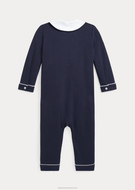 macacão de algodão trespassado BD6J7743 bebê Ralph Lauren rfd nvy