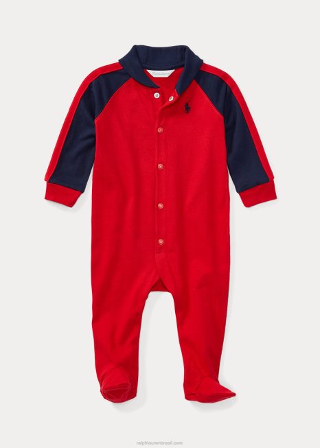 macacão de malha de algodão BD6J7720 bebê Ralph Lauren rl vermelho