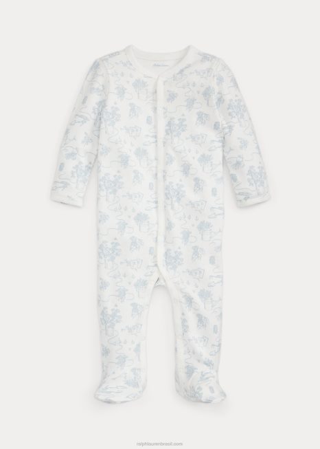 macacão interlock de algodão toile BD6J7731 bebê Ralph Lauren toalha de jardim azul