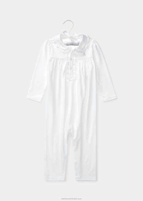 macacão pólo de algodão BD6J7749 bebê Ralph Lauren branco