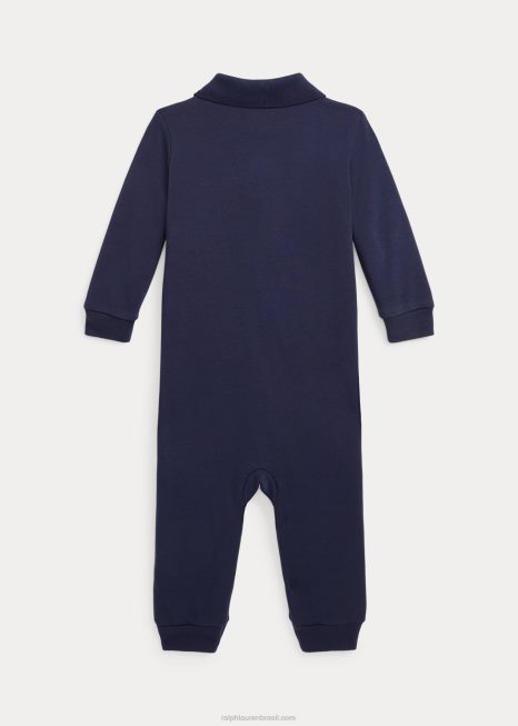 macacão polo de algodão macio BD6J7741 bebê Ralph Lauren marinha refinada