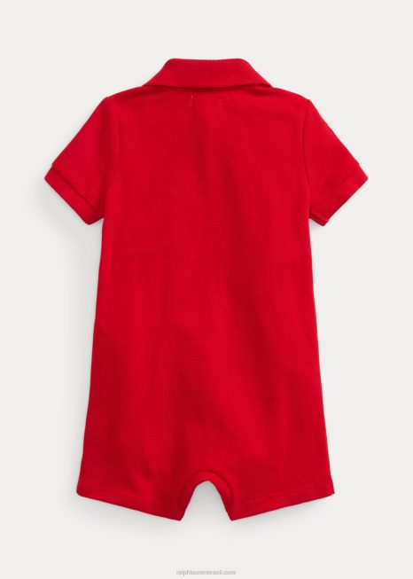 bermuda polo de malha de algodão big pony BD6J7665 bebê Ralph Lauren rl 2000 estrela vermelha/safira