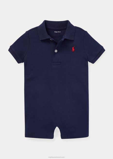 calção polo de algodão macio BD6J7660 bebê Ralph Lauren marinha refinada