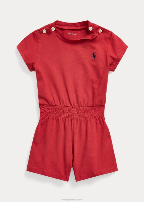macacão de malha de algodão BD6J8160 bebê Ralph Lauren pimenta malagueta/caçador marinho