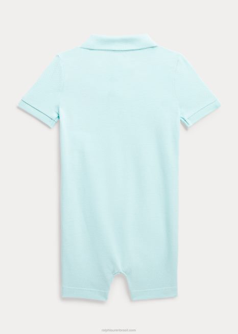 short polo de malha de algodão polo bear BD6J7667 bebê Ralph Lauren água da ilha