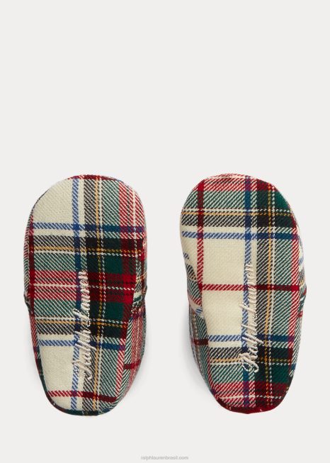 chinelo de algodão xadrez cinza BD6J8345 bebê Ralph Lauren xadrez vermelho