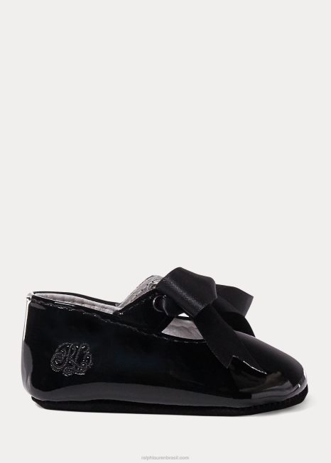 chinelo de couro envernizado briley BD6J8136 bebê Ralph Lauren preto