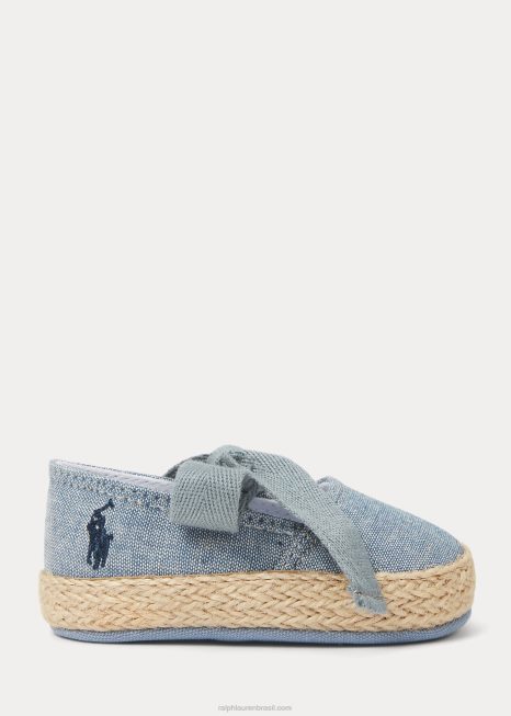 espadrille de cambraia bowman BD6J8124 bebê Ralph Lauren cambraia azul