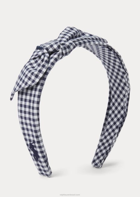 tiara de algodão com laço guingão BD6J7169 crianças Ralph Lauren marinha de newport