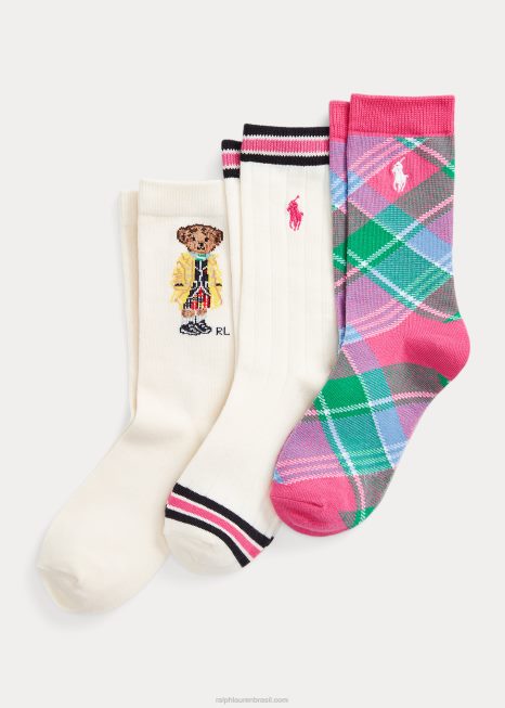 pacote de 3 meias polo bear BD6J7126 crianças Ralph Lauren variado