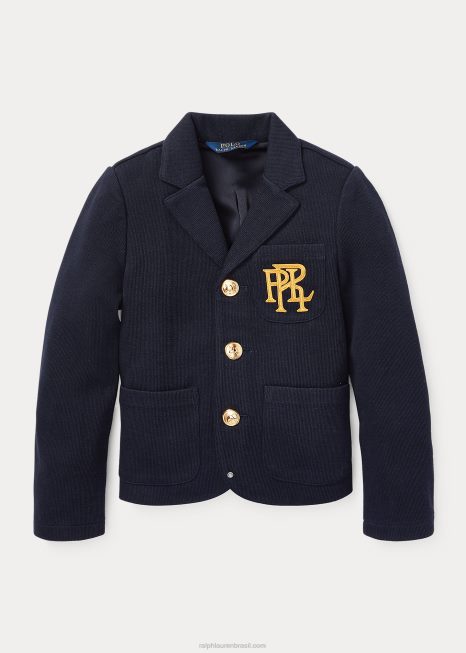 blazer em malha de algodão BD6J7483 crianças Ralph Lauren marinha aviadora
