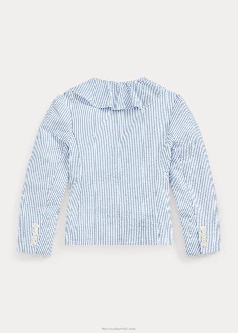 blazer listrado babado BD6J7382 crianças Ralph Lauren Branco azulado