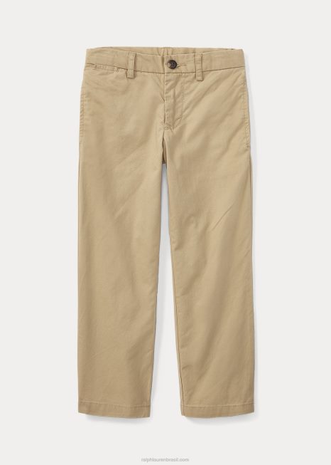 calça de sarja de abrasão flexível de ajuste reto BD6J5761 crianças Ralph Lauren cáqui clássico