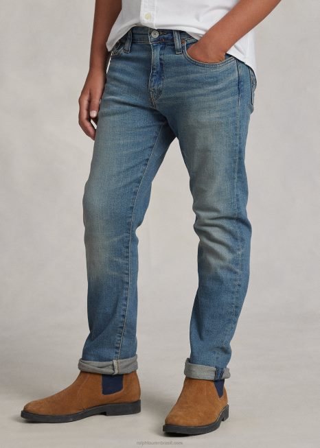 calça jeans reta hampton BD6J6069 crianças Ralph Lauren trecho de lavagem mott