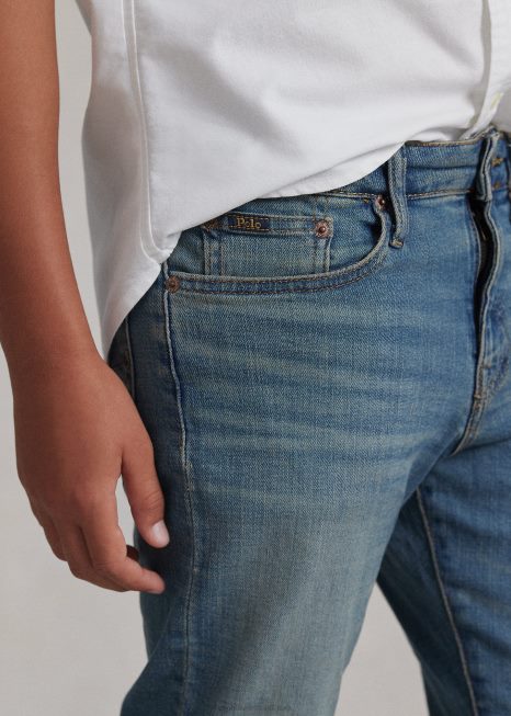 calça jeans reta hampton BD6J6069 crianças Ralph Lauren trecho de lavagem mott