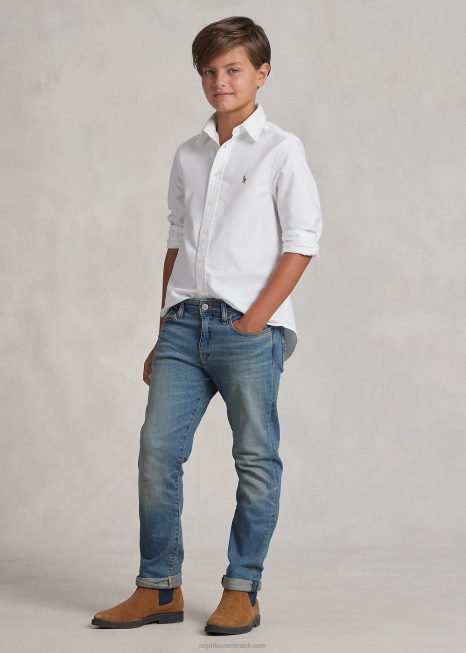 calça jeans reta hampton BD6J6069 crianças Ralph Lauren trecho de lavagem mott