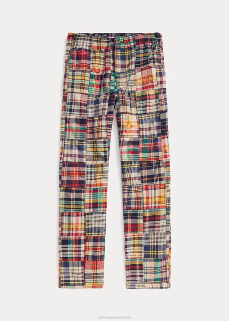 calça polo prepster patchwork madras BD6J6617 crianças Ralph Lauren