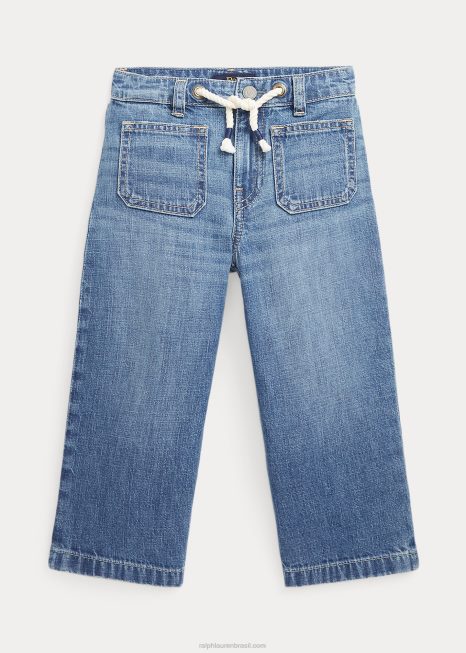 jeans de perna larga cortada BD6J7437 crianças Ralph Lauren lavagem kraz